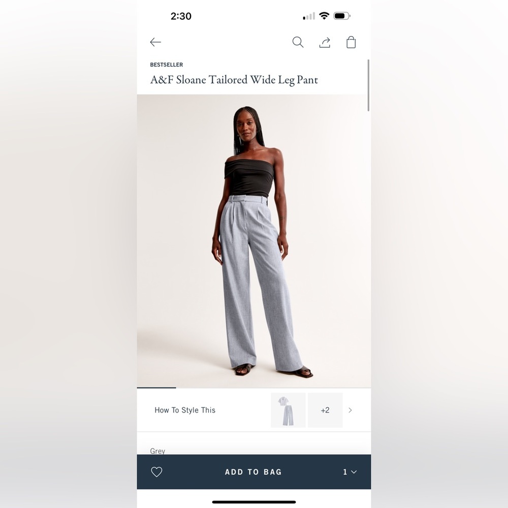 A&F Sloane Tailored Wide Leg Pants